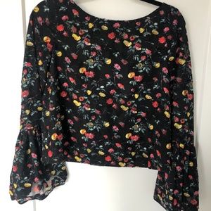 Black Floral Club Monaco Top